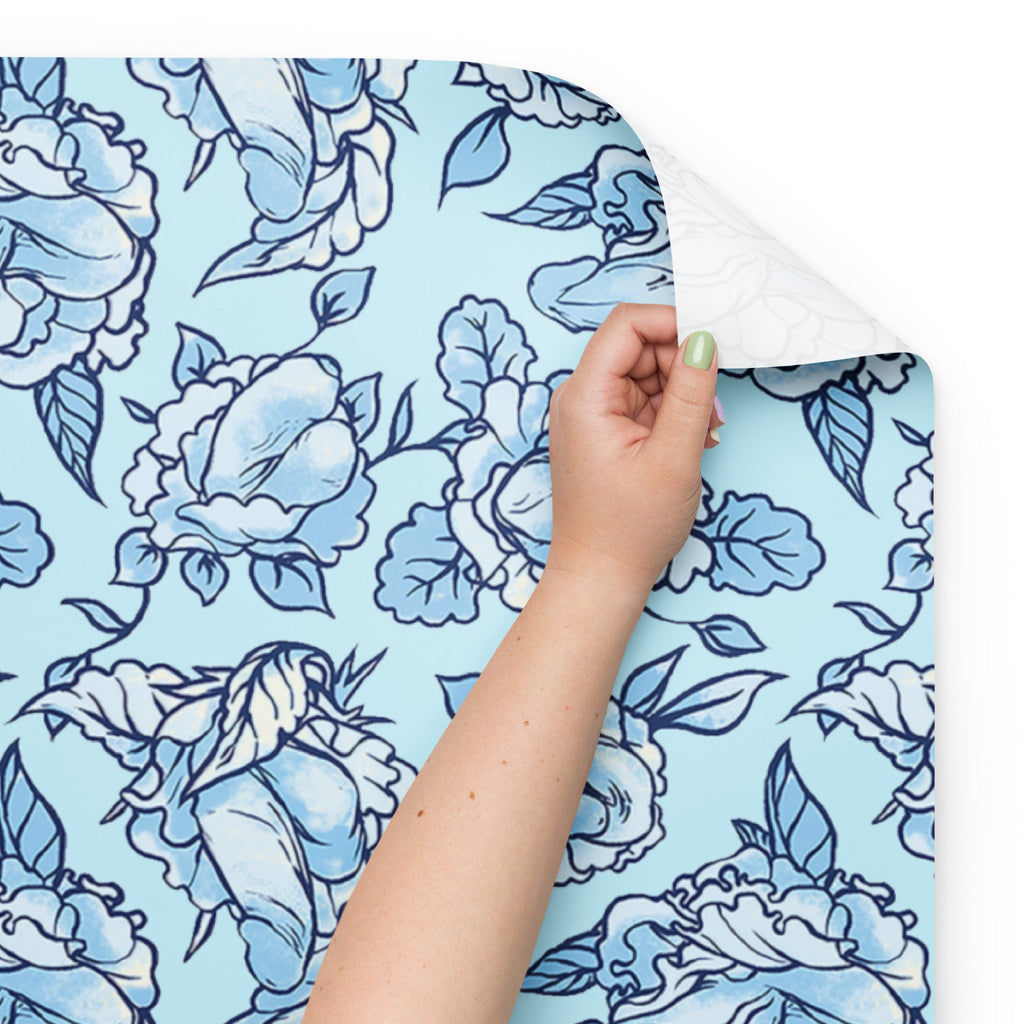 Floral Penis Blue Wrapping Paper Sheets