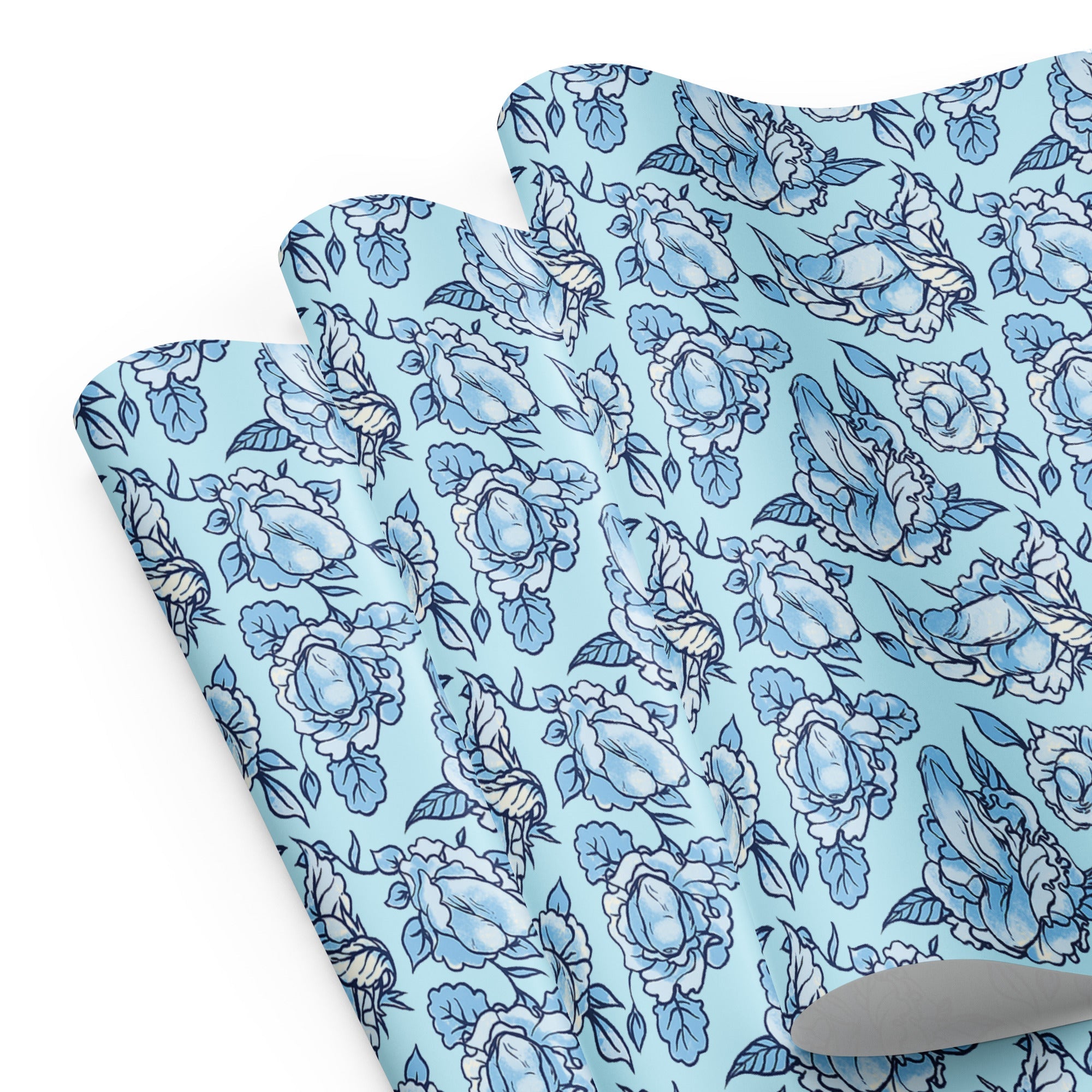 Floral Penis Blue Wrapping Paper Sheets