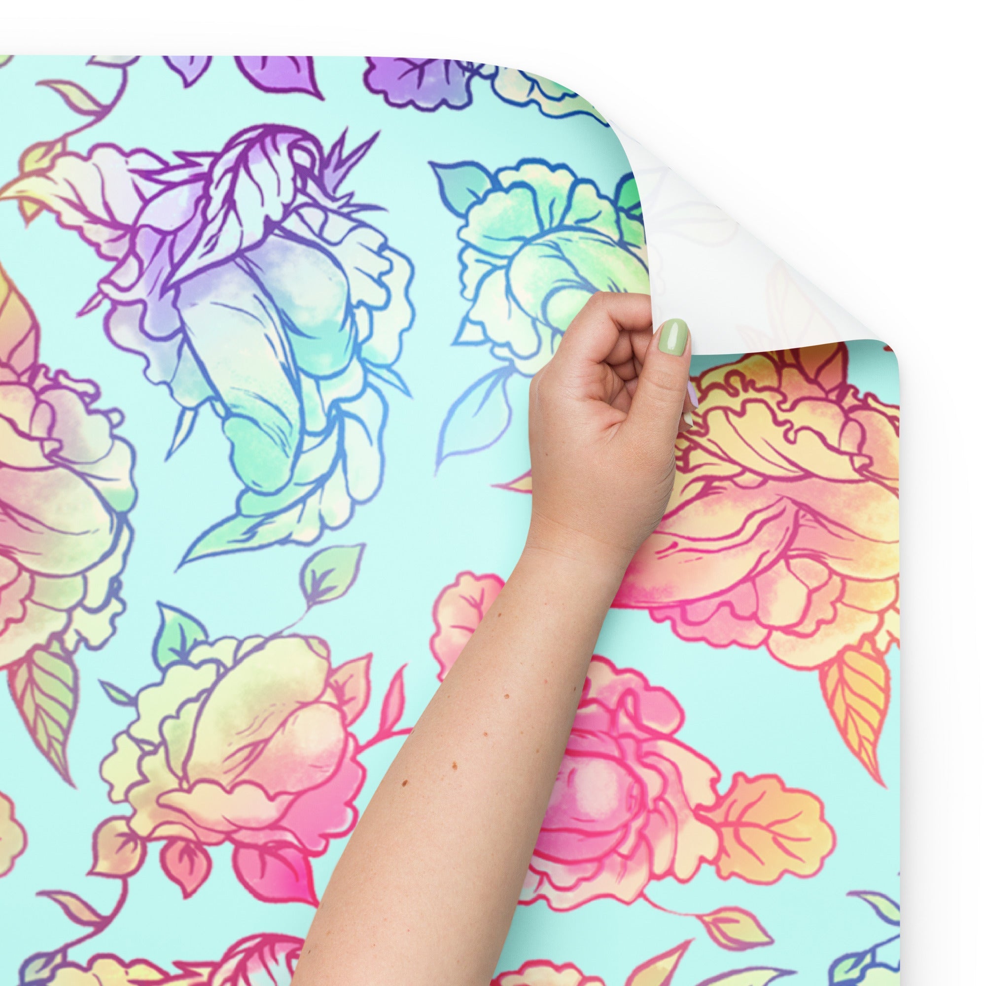 Floral Penis Rainbow Wrapping Paper Sheets